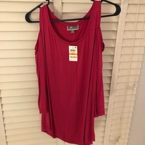 Pink open shoulder shirt